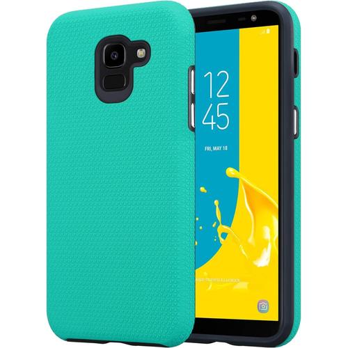 Coque Pour Samsung Galaxy J6 2018 En Turquoise Lis Outdoor Housse Protection En Design Triangle Avec Poignée Antidérapante En Silicone Tpu Et Plastique Hard Back Case Hybrid Cover Bumper