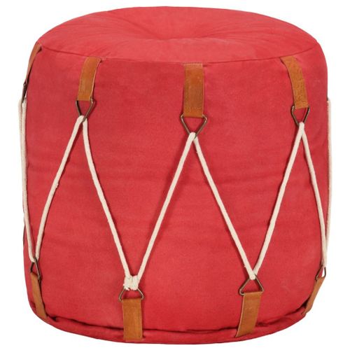 Pouf Rouge 40 X 40 Cm Toile De Coton
