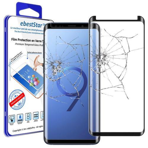 Ebeststar - Verre Trempé Samsung S9 Galaxy Film Protection Anti Casse Anti-Rayures (Protection Intégrale Complète Des Bords Arrondis), Noir [Dimensions Precises Smartphone : 147.7 X 68.7 X 8.5mm, Écran 5.8'']