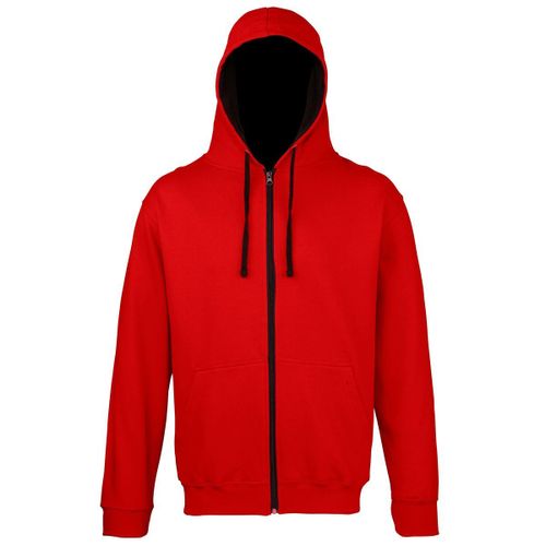 Sweat Zipp? ? Capuche Unisexe - Jh053 - Rouge Et Noir