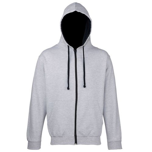 Sweat Zipp? ? Capuche Unisexe - Jh053 - Gris Clair Et Bleu Marine