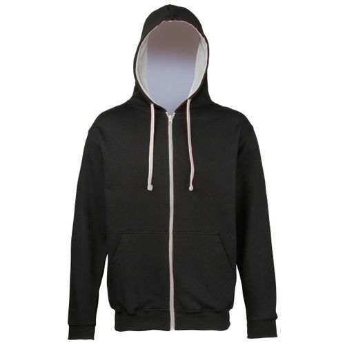 Sweat Zipp? ? Capuche Unisexe - Jh053 - Noir Et Gris Clair