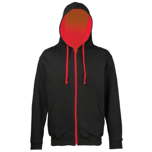 Sweat Zipp? ? Capuche Unisexe - Jh053 - Noir Et Rouge