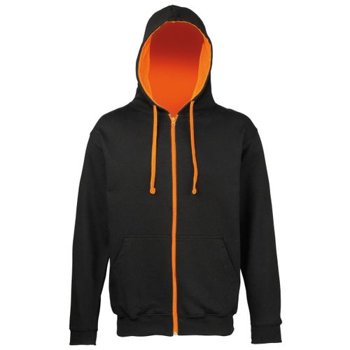 Sweat Zipp? ? Capuche Unisexe - Jh053 - Noir Et Orange