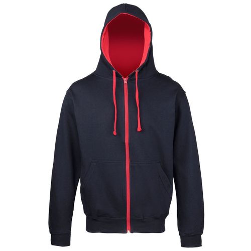 Sweat Zipp? ? Capuche Unisexe - Jh053 - Bleu Marine Et Rouge