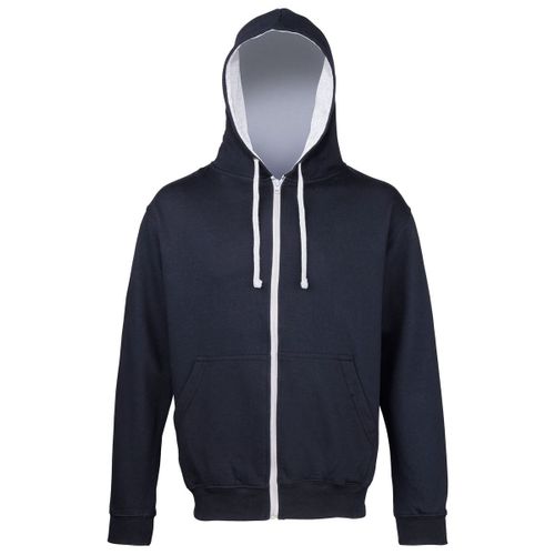 Sweat Zipp? ? Capuche Unisexe - Jh053 - Bleu Marine Et Blanc