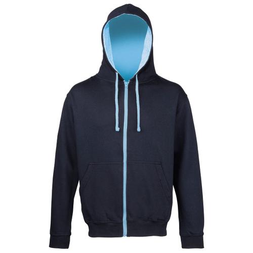 Sweat Zipp? ? Capuche Unisexe - Jh053 - Bleu Marine Et Bleu Clair