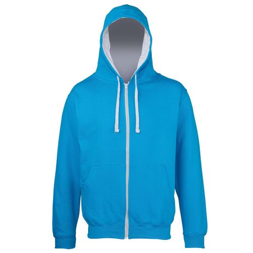 Sweat Zipp? ? Capuche Unisexe - Jh053 - Bleu Saphir Et Gris Clair