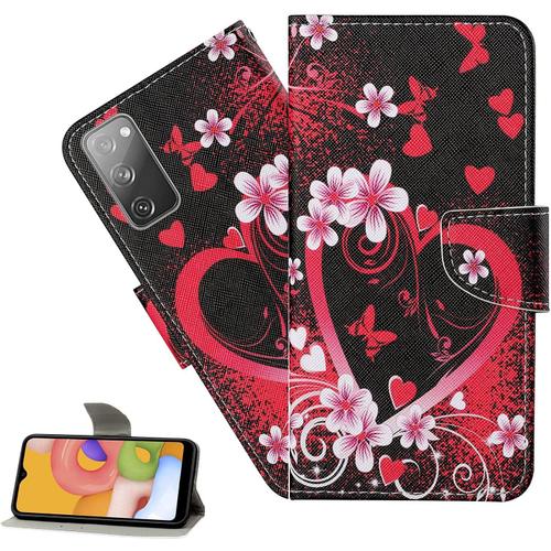 Coque Galaxy A42 5g Portefeuille Etui Housse Pour Samsung Galaxy A42 5g Coque Paillette Fleur Papillon Chat Pu Cuir Flip Wallet Étui Couverture Pour Samsung Galaxy A42 5g Xc4 Flower Love