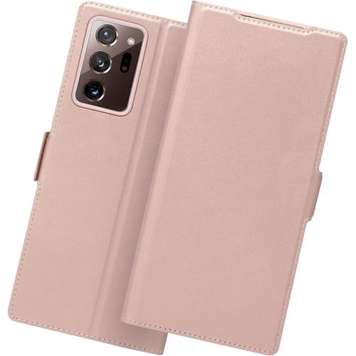 Samsung Galaxy Note 20 Ultra Coque Housse Note 20 Ultra Coque Note 20 Ultra Rabat/Clapet Note 20 Ultra Portefeuille Etui Note 20 Ultra Flip/Folio Phone Cover Case Cuir Protection. Or Rose