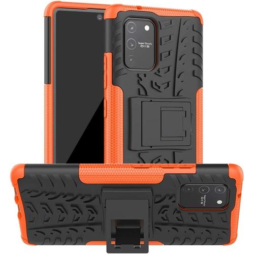 Coque Galaxy S10 Lite, Double Couche 2 En 1 Hybride Couverture Blindée Robuste Defender Cover Avec Support Etui De Protection De Résistance Aux Chocs Pour Samsung Galaxy S10 Lite - Orange