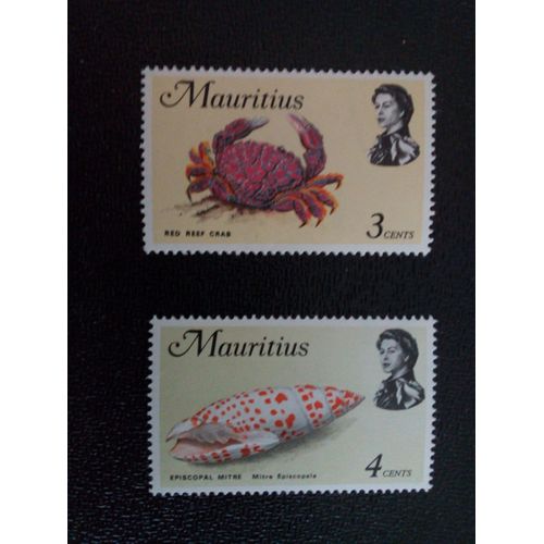 Timbre Ile Maurice Yt 330 - 331 Les Animaux Marins 1977 ( 46121 )