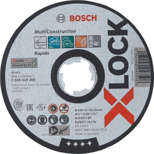 Disque à tronçonner - multiconstruction - moyeu plat - 125x1,6 mm - Xlock BOSCH