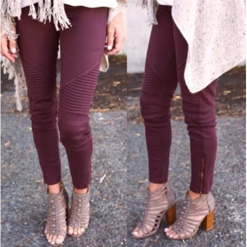 Pantalon Bordeaux Zip Et Découpes Cuisses L/40