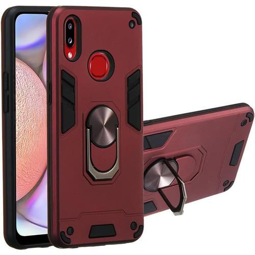 Étui Pour Téléphone For Samsung Galaxy A10s Coque Couverture Antichoc De Qualité Militaire Avec Porte Jeux De Mont De Voiture Magnétique For Samsung Galaxy A10s Cas De Protecteur Color Red