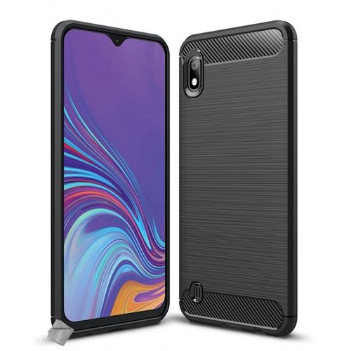 Housse Etui Coque Silicone Gel Carbone Pour Samsung Galaxy A10 + Verre Trempe - Noir