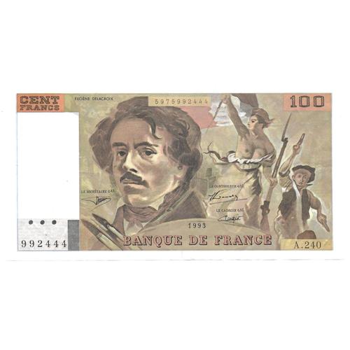 Billet 100 Francs Eugène Delacroix (A.240) 1993 Banque De France (3)