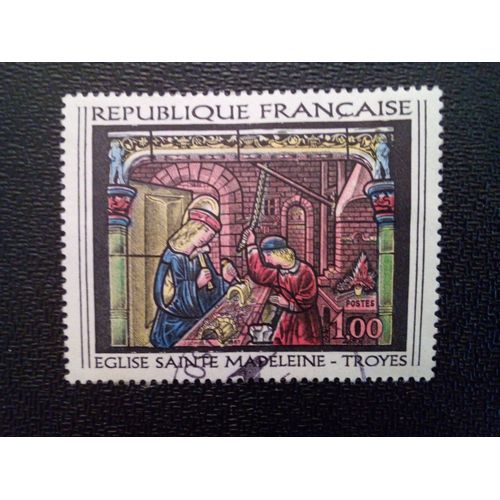 Timbre France Yt 1531 Vitrail De L'église Sainte-Madeleine De Troyes 1967 ( 5612 )