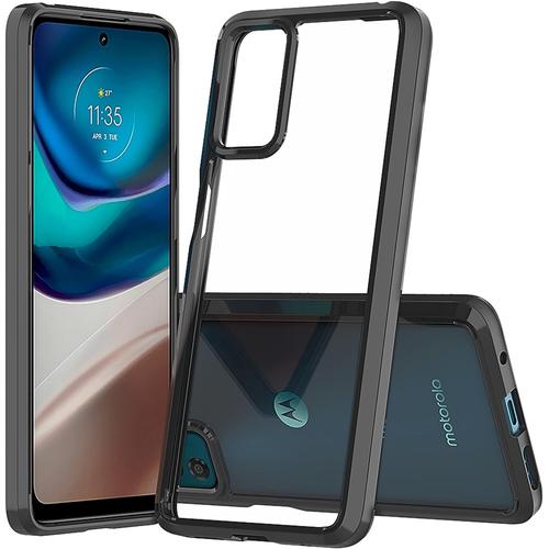 Coque Pour Motorola Moto G42, Housse Protection En Mince Souple Gel Silicone Tpu Noir Bumper, Back Transparente Armor De Rigide Pc Plastique, Anti-Rayures Et Antichoc Protecteur Étui Cover