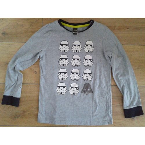 T-Shirt Manches Longues Star Wars Stormtroopers Dark Vador Gris Taille 122/128 Cm (8 Ans)