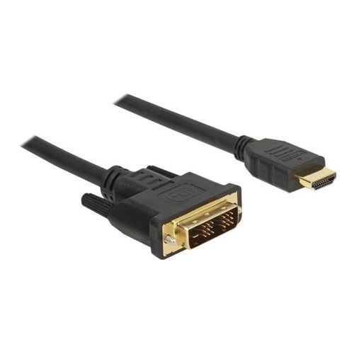 Delock - Câble adaptateur - liaison simple - HDMI mâle pour DVI-D mâle - 3 m - triple blindage - noir - vis moletées