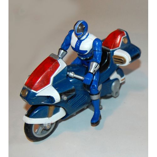 Motard Power Rangers Bleu + Moto 1990