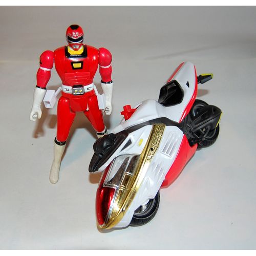 Powers Rangers Bandai Moto + Combatant Rouge 90