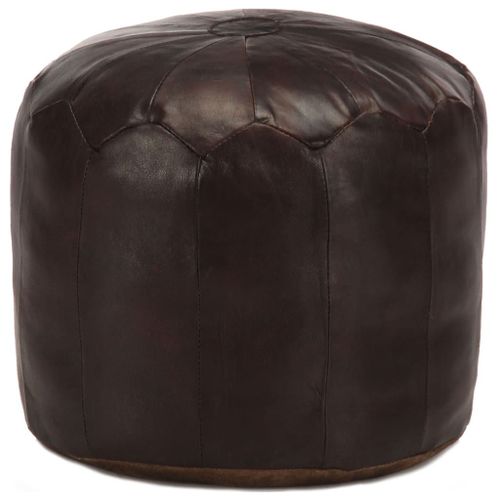 Pouf 40 X 35 Cm Marron Foncé Cuir Véritable De Chèvre