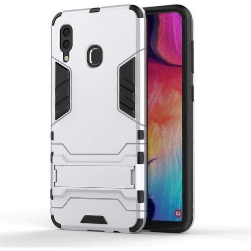 Coque Pour Samsung Galaxy A30/ Samsung A20, 2 En 1 Armour Hybrides Double Couche Armure Defender Tpu + Pc Hard Coques Case Cover Avec Kickstand Pour Samsung Galaxy A30/ Samsung A20 -Silver