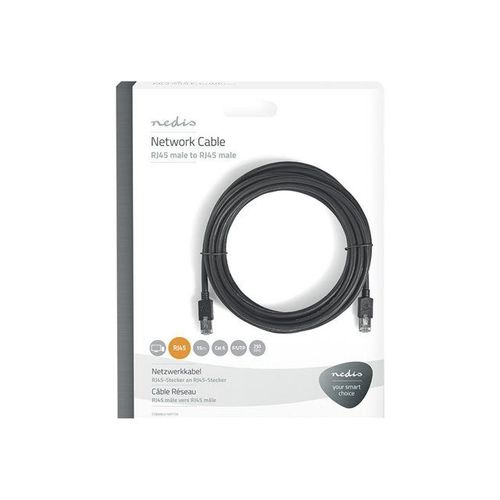 Nedis - Câble réseau - RJ-45 (M) pour RJ-45 (M) - 15 m - paire torsadée écrantée (F/UTP) - CAT 6 - moulé, rond - anthracite