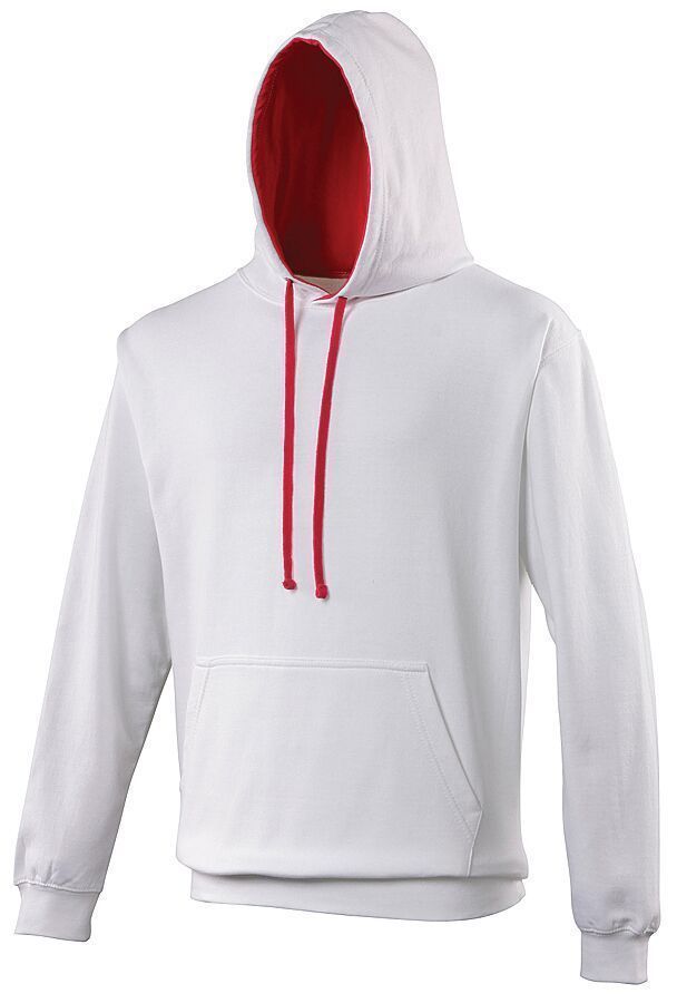 Sweat ? Capuche Contrast?E Unisexe - Jh003 - Blanc Et Rose Fonc?