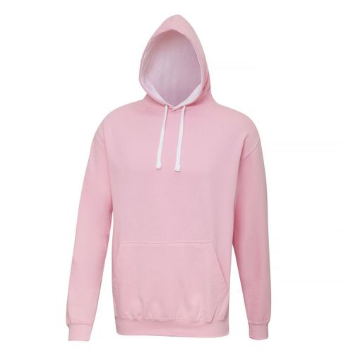 Sweat À Capuche Contrastée Unisexe - Jh003 - Rose Clair Et Blanc