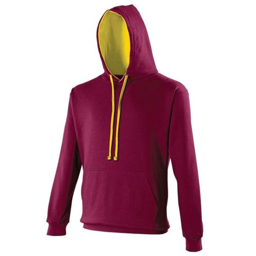 Sweat À Capuche Contrastée Unisexe - Jh003 - Rouge Bordeau Et Jaune