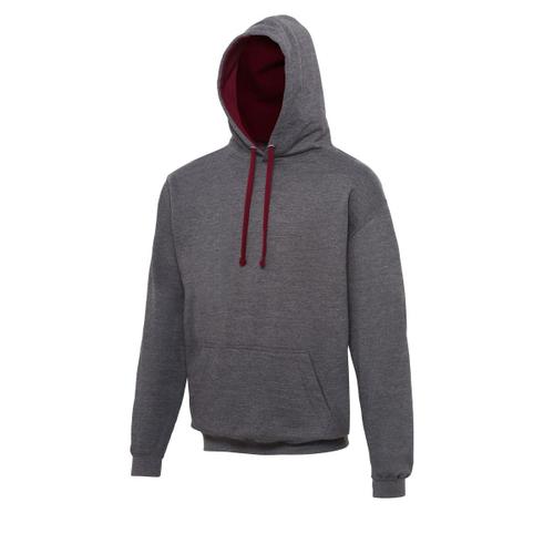 Sweat ? Capuche Contrast?E Unisexe - Jh003 - Gris Fonc? Et Rouge Bordeau