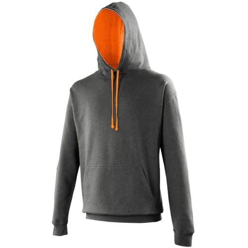 Sweat À Capuche Contrastée Unisexe - Jh003 - Gris Foncé Et Orange