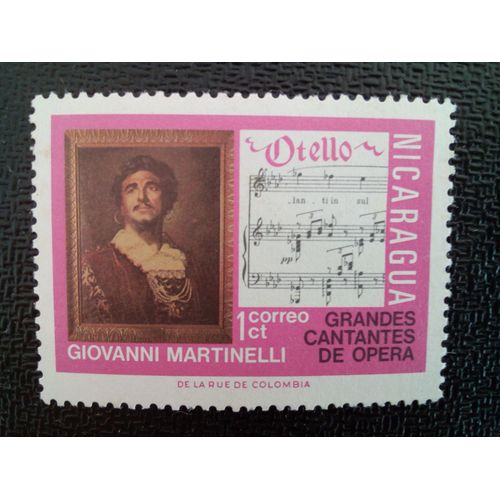 Timbre Nicaragua Yt 991 Giovanni Martinelli, Othello 1975 ( 6612 )