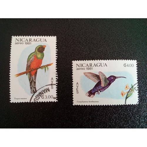 Timbre Nicaragua Yt Pa 966 - 967 Oiseaux 1981 ( 6612 )