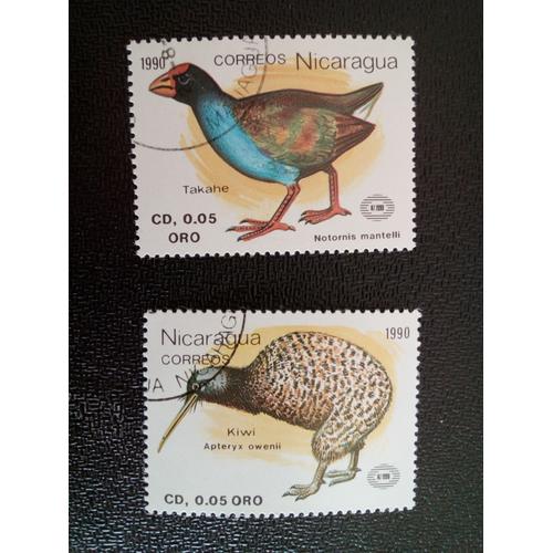 Timbre Nicaragua Yt 1544 - 1545 Nouvelle Zélande '90 1990