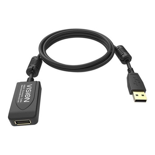 Vision Professional - Rallonge de câble USB - USB (M) pour USB (F) - USB 2.0 - 5 m - rappel actif en ligne - noir