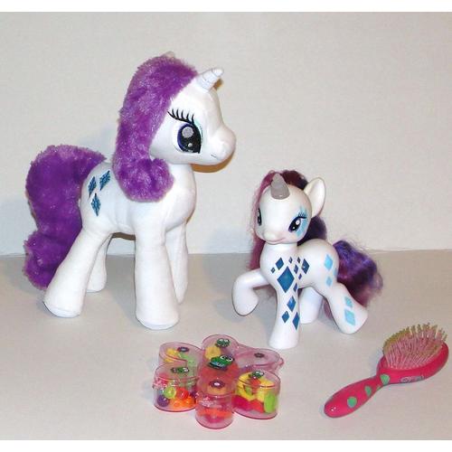 My Little Pony Rarity Lumineuse A Coiffer Avec Brosse Et Accessoires Hasbro (16cm) + Sa Peluche Poney Rarity (26cm)