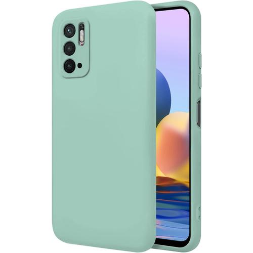 Coque Compatible Avec Xiaomi Redmi Note 10 5g 6.5"" Étui Rigide Turquoise Silicone Liquide Premium Doux Doublure Intérieure Microfibre Protège L'appareil Photo Antidérapant Résistant Rayures