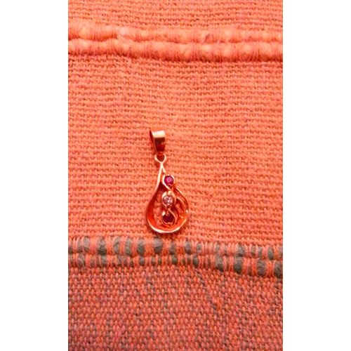 Pendentif Plaqué Or Avec 3 Pierres Colorées Vintage Années 80.