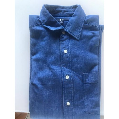 Chemise Bleue Uniqlo Manche Longues Parfait Etat