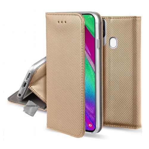 Housse Etui Coque Pochette Portefeuille Pour Samsung Galaxy A20e + Film Ecran - Or Magnet