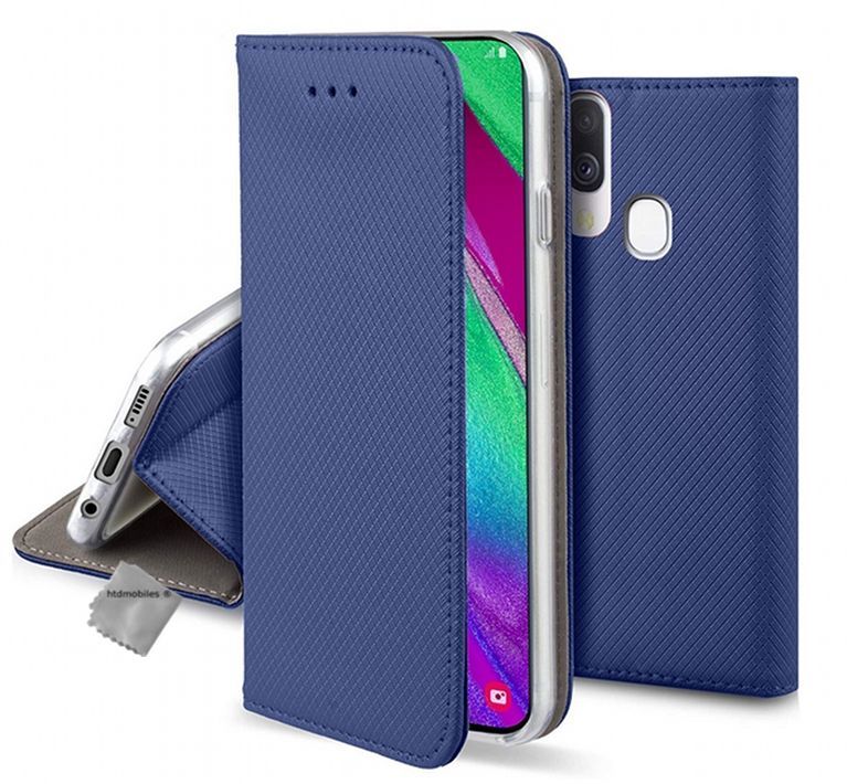 Housse Etui Coque Pochette Portefeuille Pour Samsung Galaxy A20e + Verre Trempe - Bleu Magnet