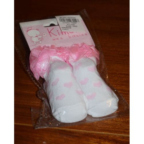 Chaussettes Froufrou 6/12 Mois Blanc /Rose