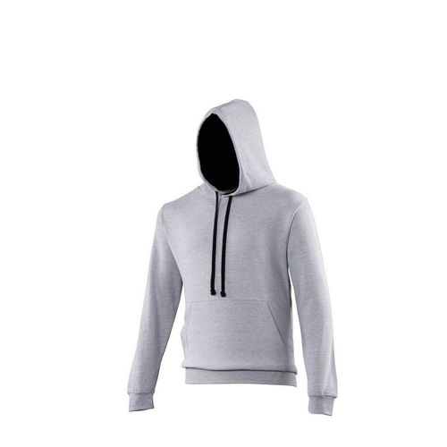 Sweat À Capuche Contrastée Unisexe - Jh003 - Gris Clair Et Noir