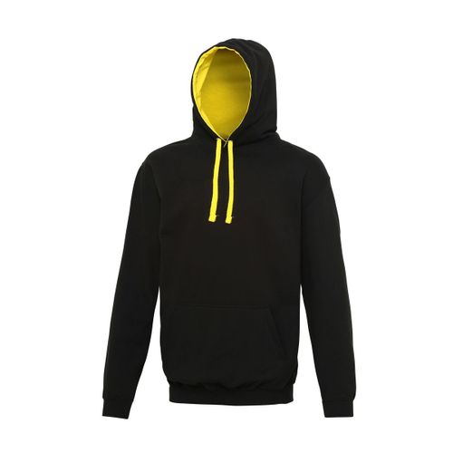 Sweat À Capuche Contrastée Unisexe - Jh003 - Noir Et Jaune Soleil