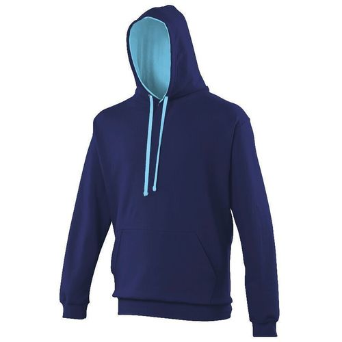 Sweat À Capuche Contrastée Unisexe - Jh003 - Bleu Marine Et Bleu Hawaïen