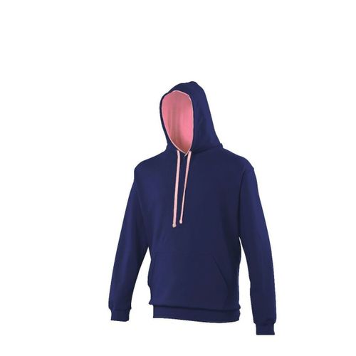 Sweat À Capuche Contrastée Unisexe - Jh003 - Bleu Marine Et Rose Clair